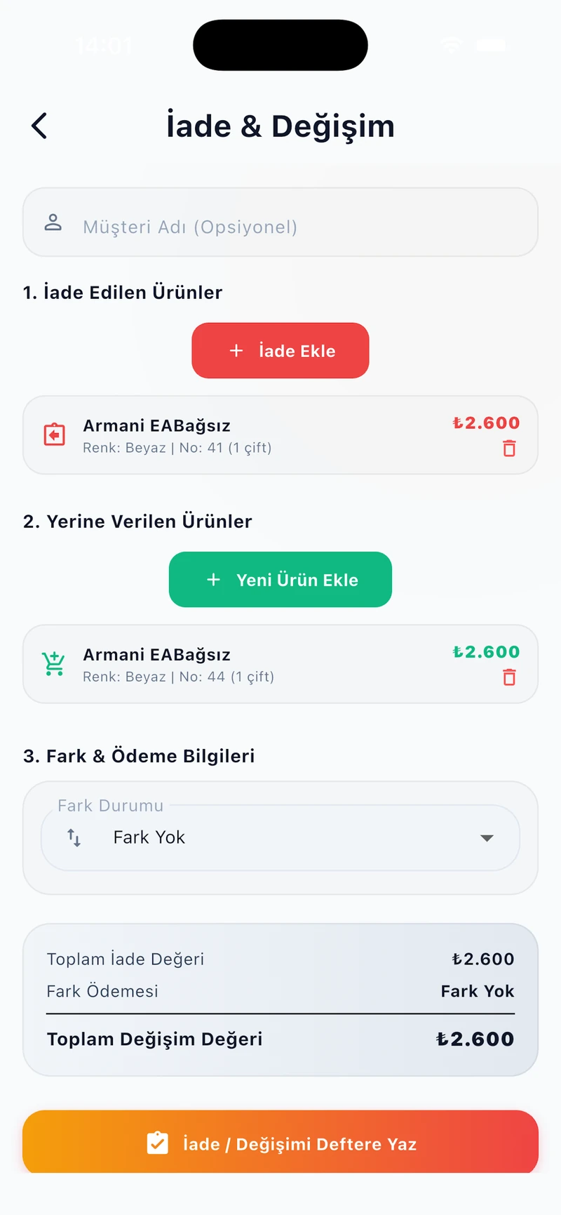 İade & Numara Değişimi
